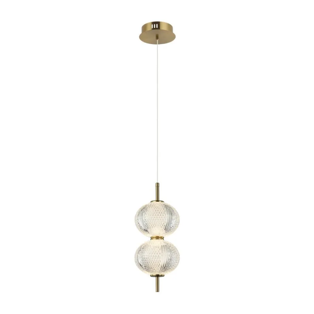 Luminaire suspendu pour table de salon en laiton et boules de verre LED