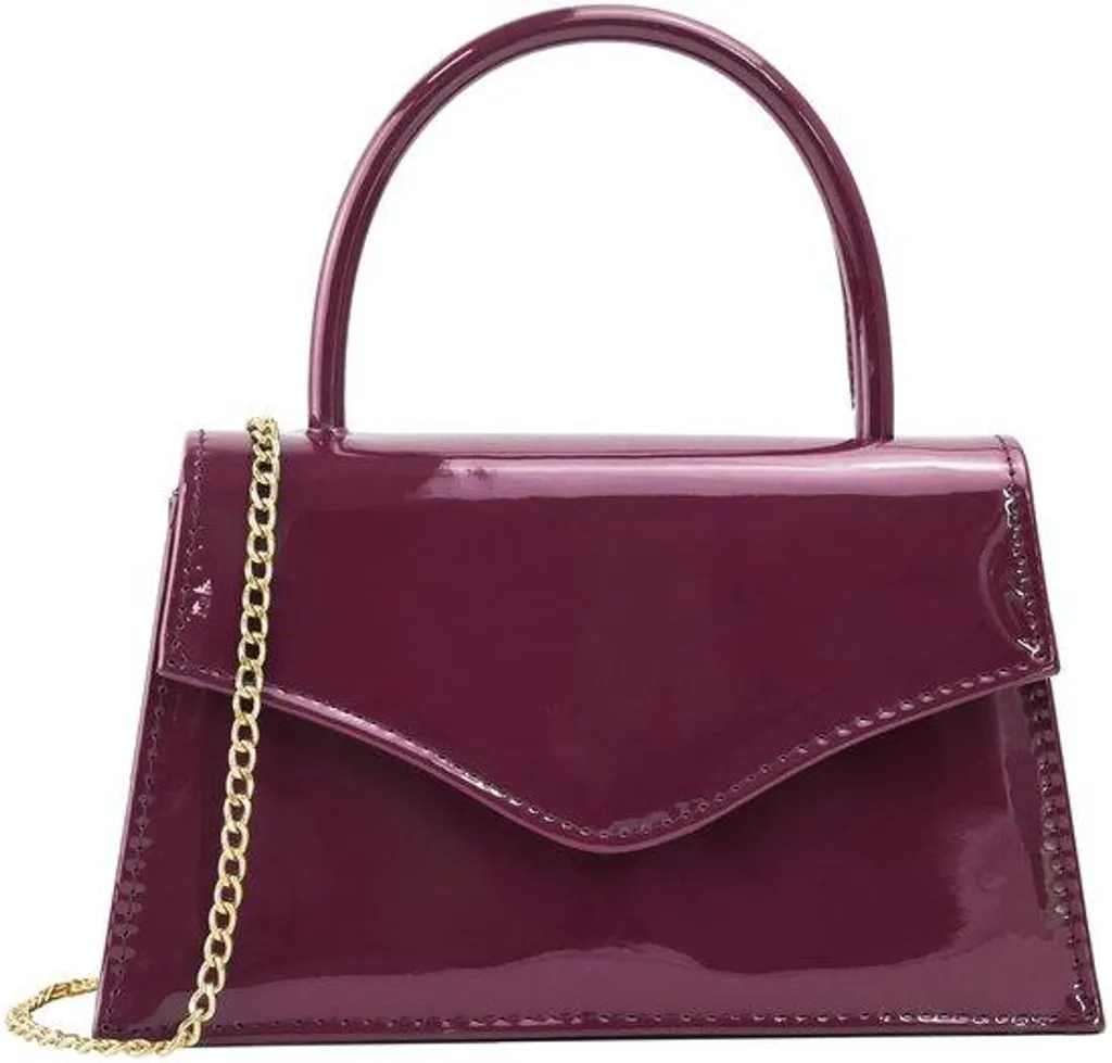 Pochette bordeaux cuir verni pour mariage, cérémonie et sorties de nuit