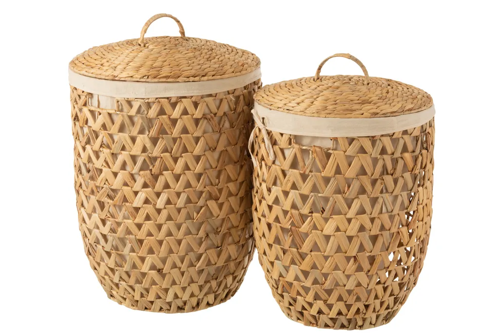 Panier à Linge Anti-Odeur en Jacinthe Naturelle Set de 2 pour un Tri Facile
