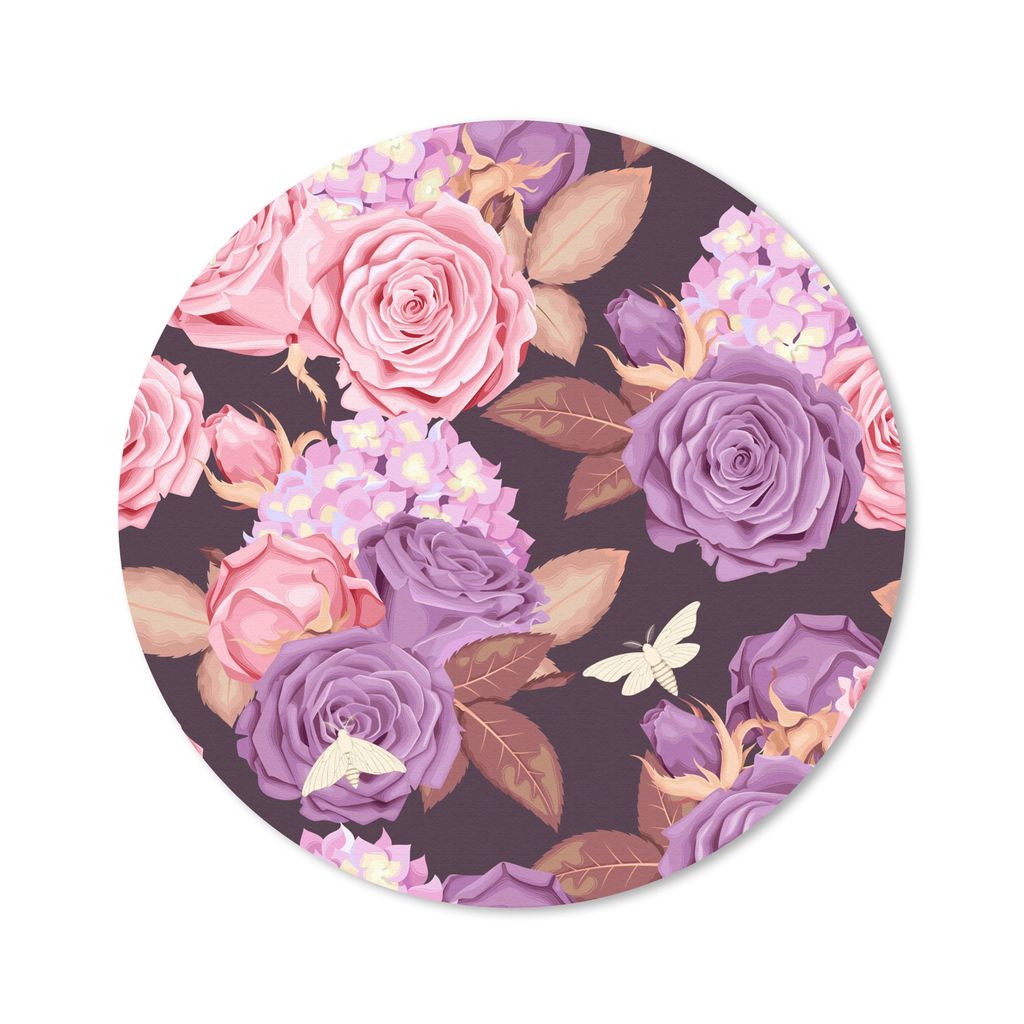 MuchoWow Mauspad Mousepad Blumen - Schmetterlinge - Rosa - Lila 20x20 cm - Mousepads - Maus Mat - Pad - Mausunterlage - Schreibtischmatte