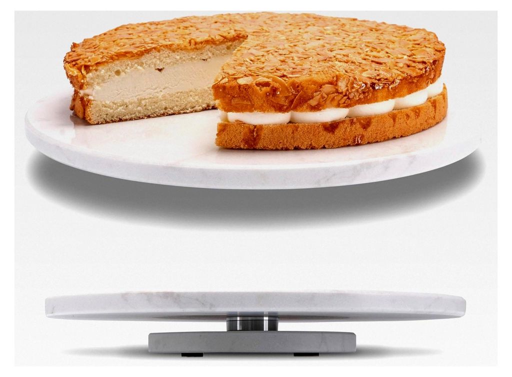 Drehbare runde Marmorplatte für Torten, Kuchen, Wurst und Käse