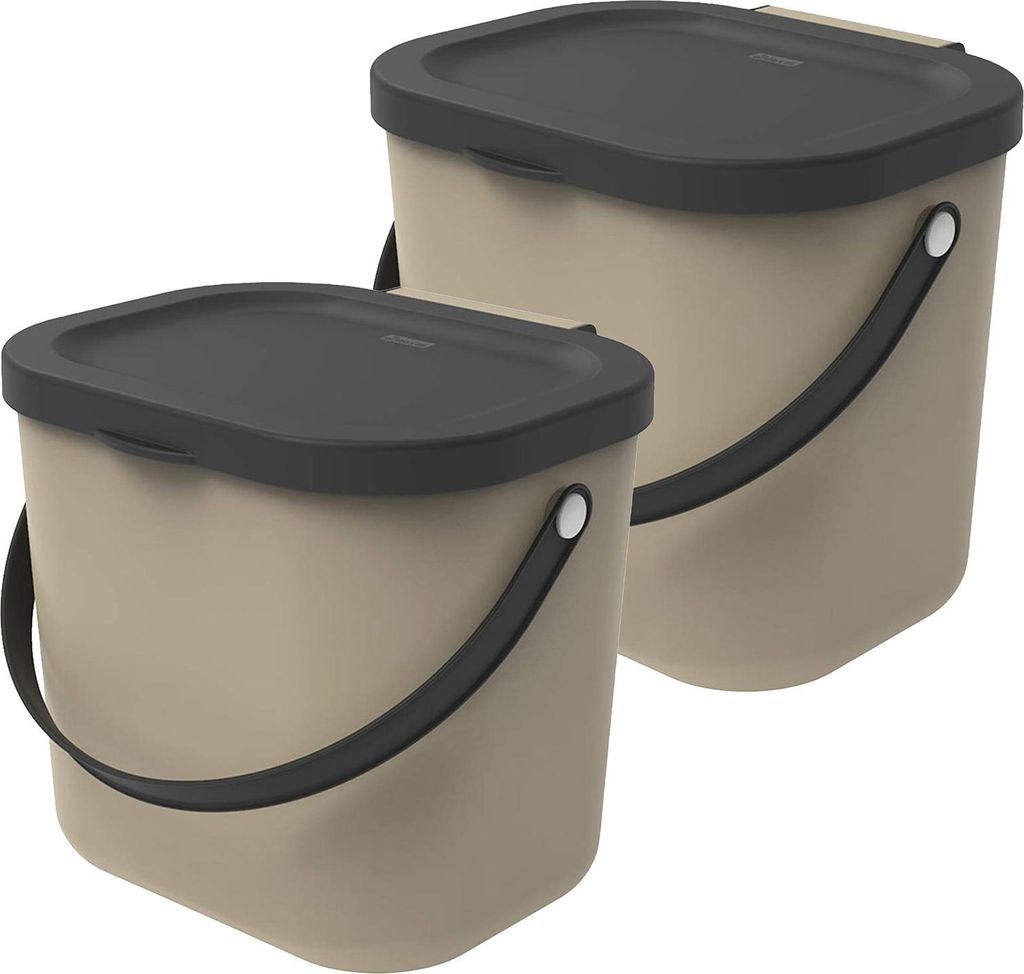 Rotho 2er-Set Mülltrennsystem 6L Albula - BiomMülleimer 23,5 x 20,0 x 20,8 cm - Mülleimer mit Deckel - Abfalleimer aus Kunststoff - Müllbehält...