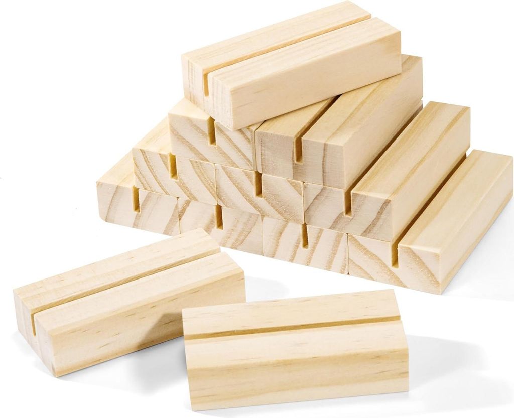 Holzständer, Tischkartenhalter, 12 Stück, Kartenhalter, Namensschild, Holz, rechteckig, für Bankette und Feste, Hochzeit Kerzenhalter, Tischnumm...