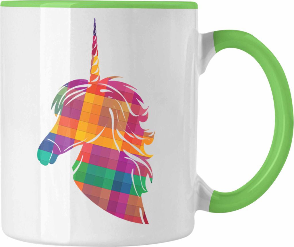 Trendation - Einhorn Polygon Tasse Geschenk Frauen (Grün)