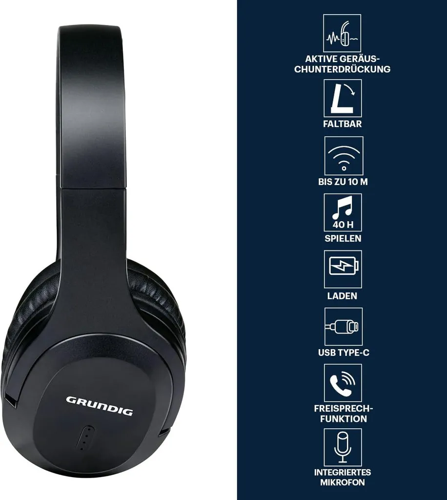 Casque Bluetooth pliable à réduction de bruit passive et micro intégré