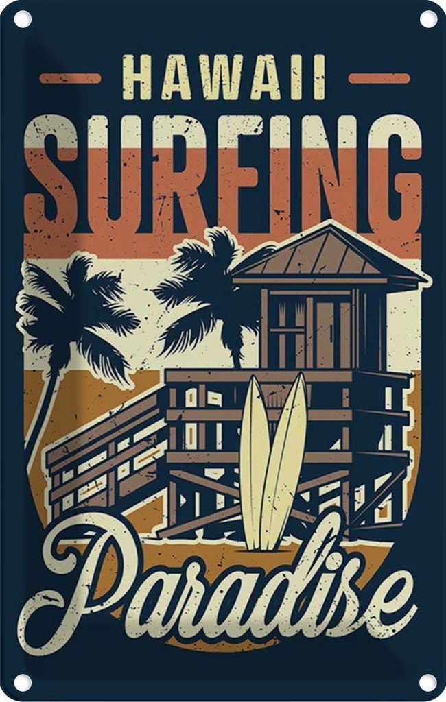 vianmo Blechschild 30x20 cm Hawaii Surfing Paradise Dekoration