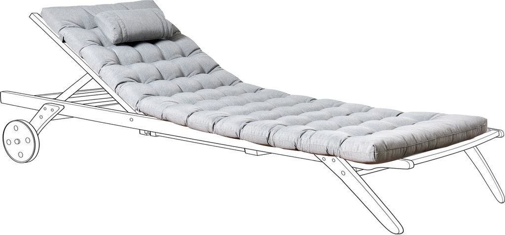 BELIANI Auflage für Gartenliege Grau Meliert Stoff Gesteppt 192x56x5 cm UV-Beständig Modernes Design Liegenauflage mit Kissen und Befestigungsbä...