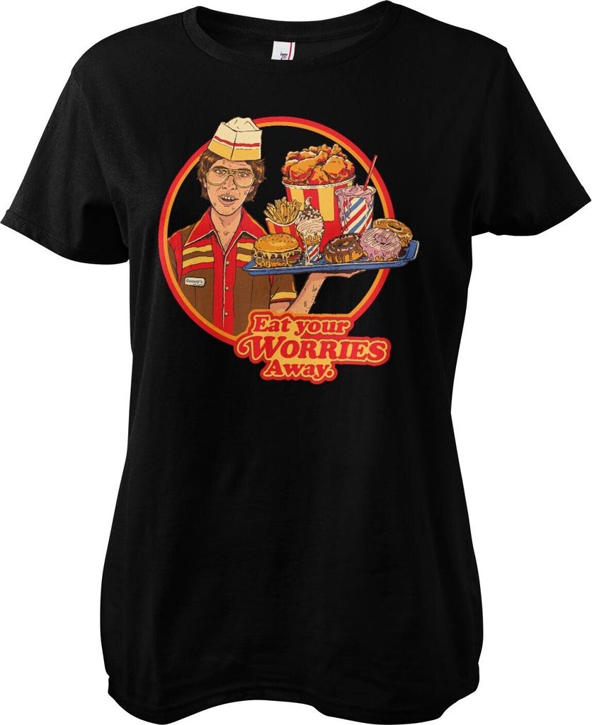 Eat Your Worries Away Girly Tee - X-Large - Black