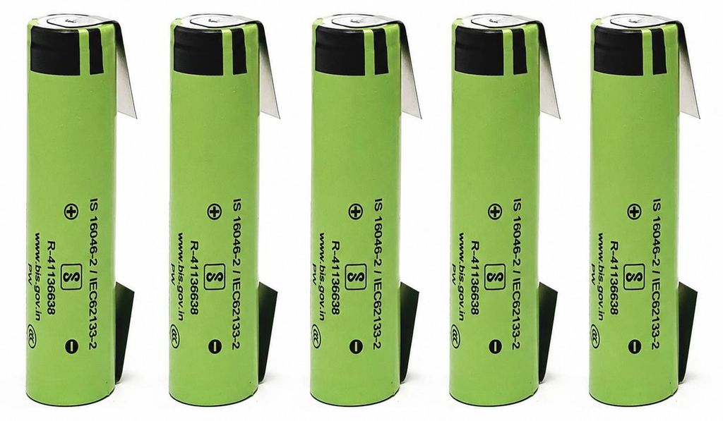 5 x Akku  Panasonic 18650 NCR18650GA  mit U-Form Lötfahne Produktbild 