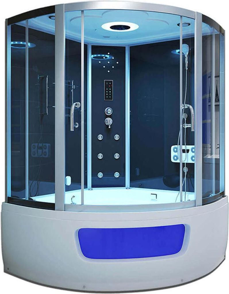 HOME DELUXE - Dampfdusche EXCLUSIO - Schwarz, Maße: 130 x 130 x 215 cm - inkl. Radio, Regendusche und komplettem Zubehör I Dampfsauna, Badewanne,...