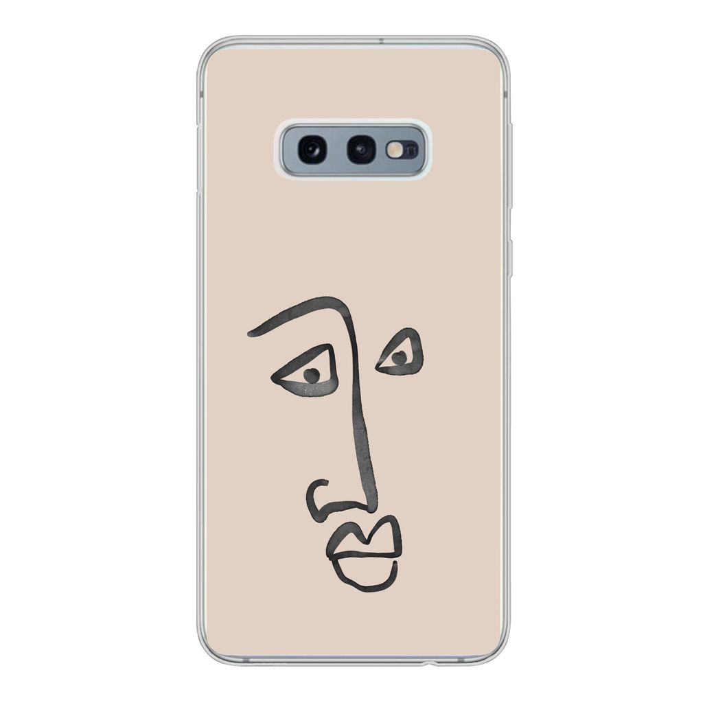 MuchoWow Handyhülle Schutzhülle Hülle für Samsung Galaxy S10e Gesicht - Rosa - Strichzeichnung Silikon Softcase Handy Hülle - Handy