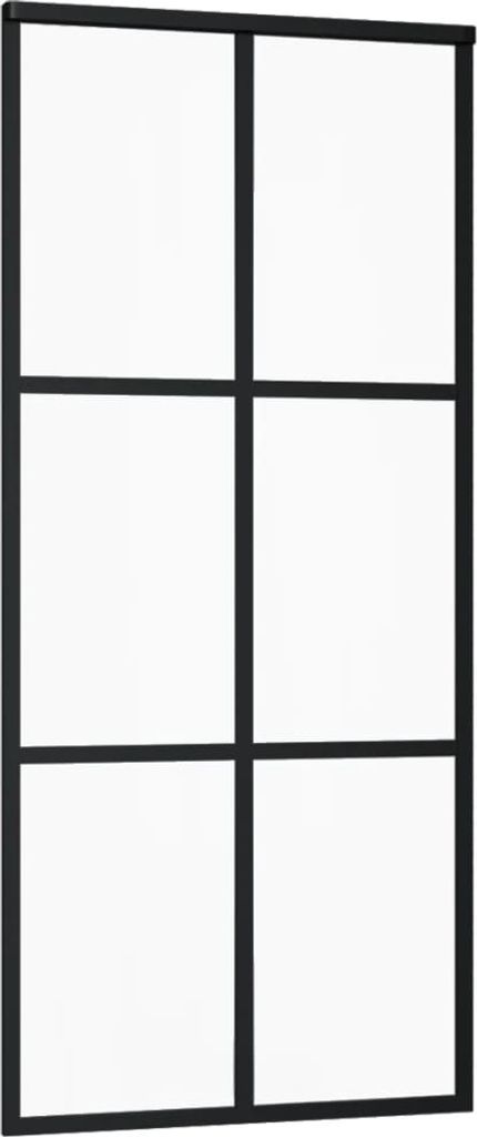 vidaXL Schiebetür ESG-Glas und Aluminium 90x205 cm Schwarz Produktbild 