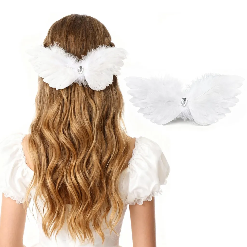 Coiffe plumes blanches pour mariage et costume de carnaval avec strass