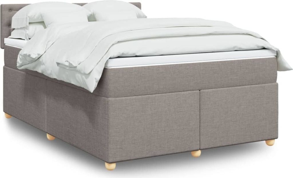 Industrie-Stil Boxspringbett mit Matratze Taupe 140x200 cm Stoff Klassische Betten2024 cloris