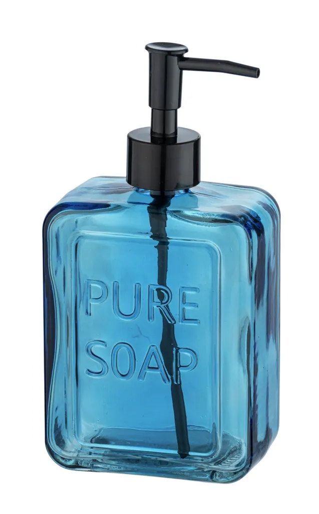 Dispenser Sapone in Vetro Blu Pure Soap - Accessorio Relax Bagno