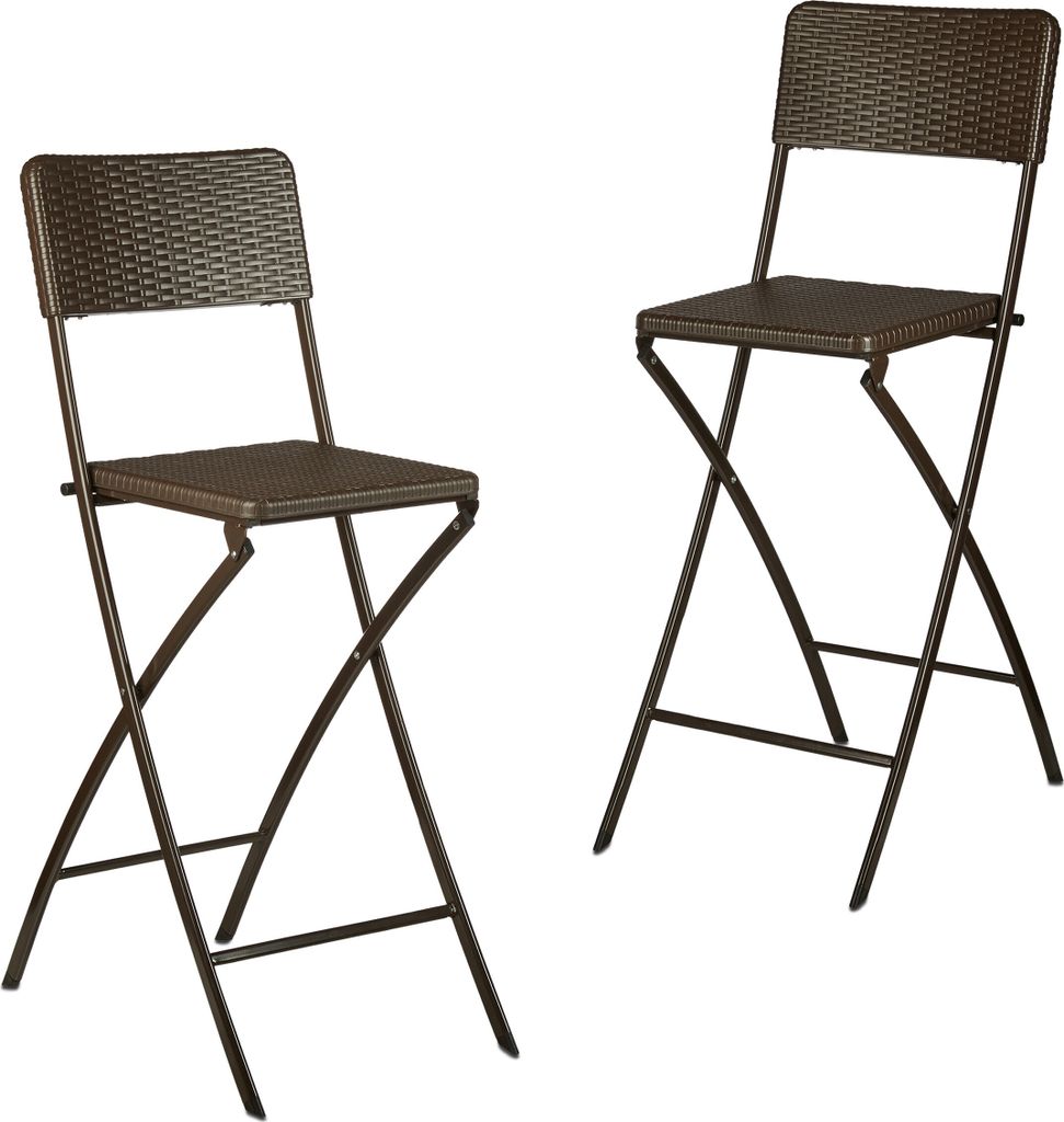 Relaxdays Barstuhl klappbar BASTIAN 2er Set Rattan Optik, Produktbild 