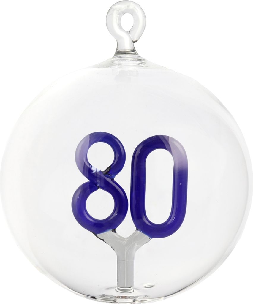 Glaskugel mit Nummer 80 dunkelblau