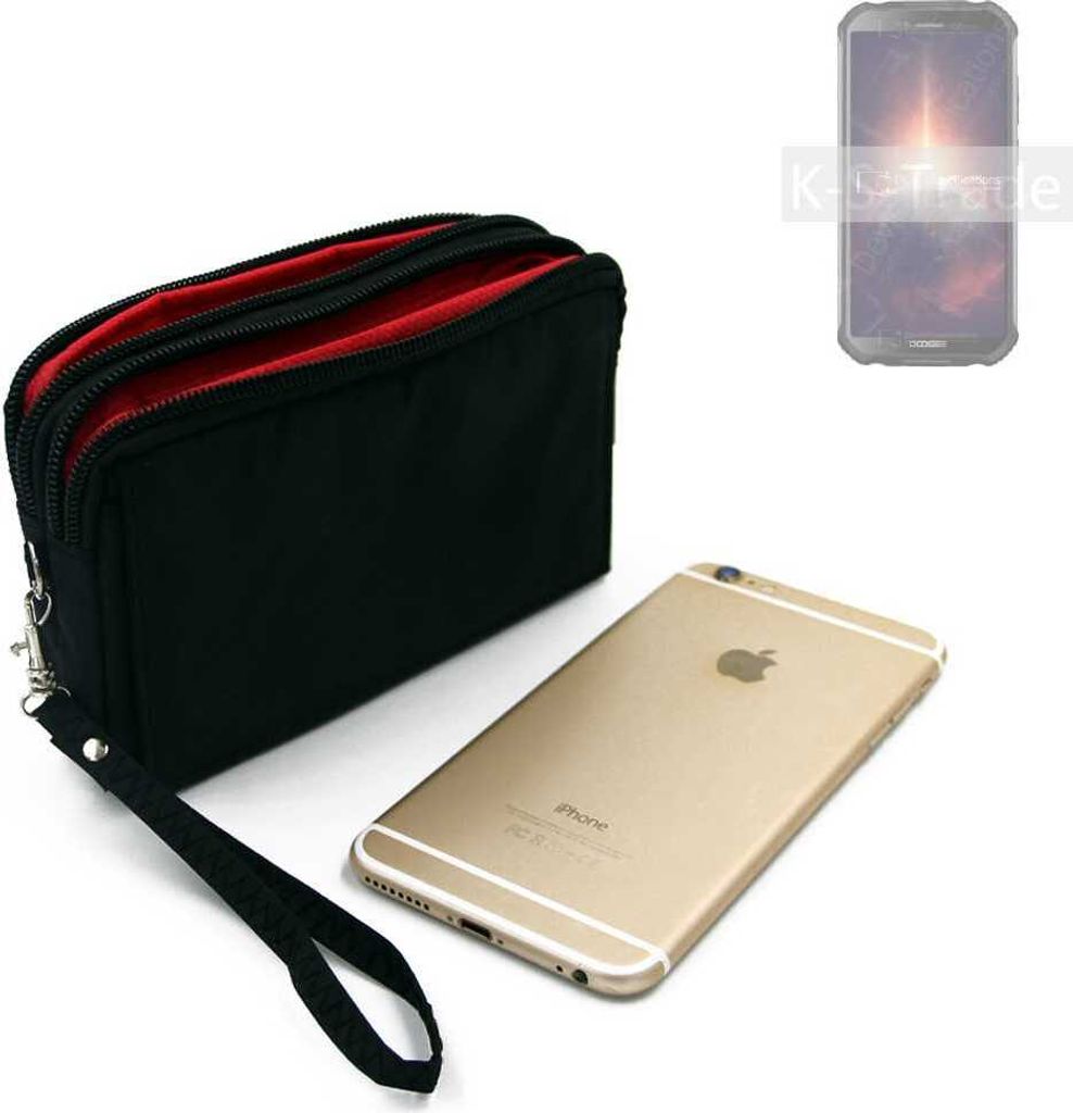 K-S-Trade Schutz Hülle Handy Hülle kompatibel mit Doogee S40 Pro Gürteltasche Travelbag Handytasche mit Zusatzfächern, schwarz
