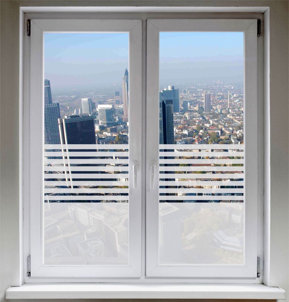 INDIGOS UG Fensterfolie Sonnenschutz Sichtschutzfolie Glasdekorfolie Stripes satiniert blickdicht - 800mm Breite x 500mm Höhe