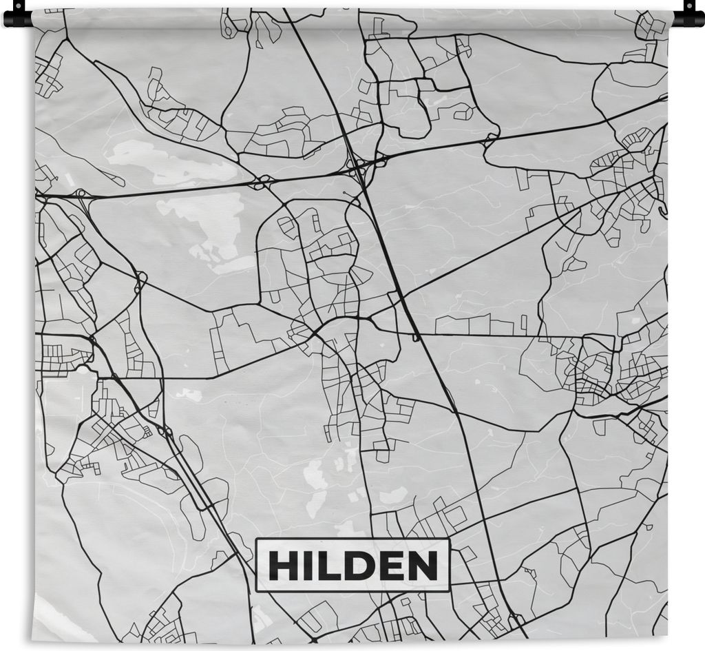 MuchoWow Wandteppich Wandbehang Stadtplan - Hilden - Karte - Deutschland 150x150 cm Tapisserie Dekoration Wandtuch - Wohnaccessoires - Modernes