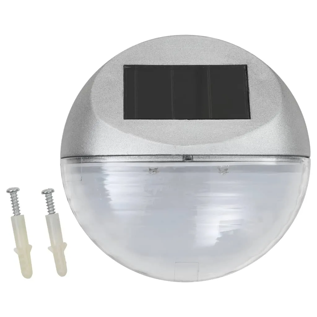 Applique LED solaire ronde 12 unités argentées avec capteur nocturne