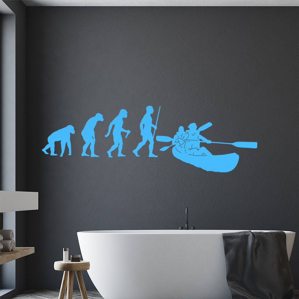 Kanu Kajak Evolution Wandtattoo Wandaufkleber Wall Sticker - Dekoration, Küche, Wohnzimmer, Schlafzimmer, Badezimmer