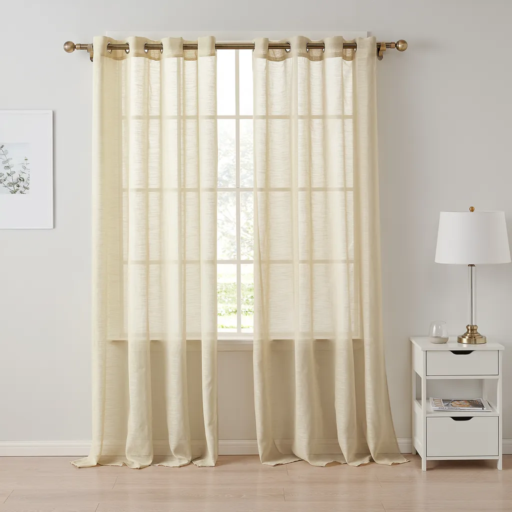 Voilage Jaune 140x160cm Anti-Regards Lot de 2 Rideaux pour Plus de Clarté