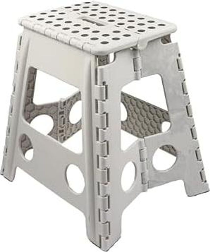 Bis 150 KG, Höhe 40 cm, Tritthocker Klappbar, Klappstuhl, Klapphocker, Falthocker, Faltbarer Hocker, Kinder, Fußhocker (Weiß)
