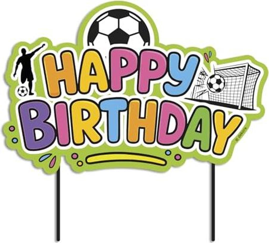 dekora - Fußball Cake Topper Happy Birthday Tortendeko Bunt Produktbild 