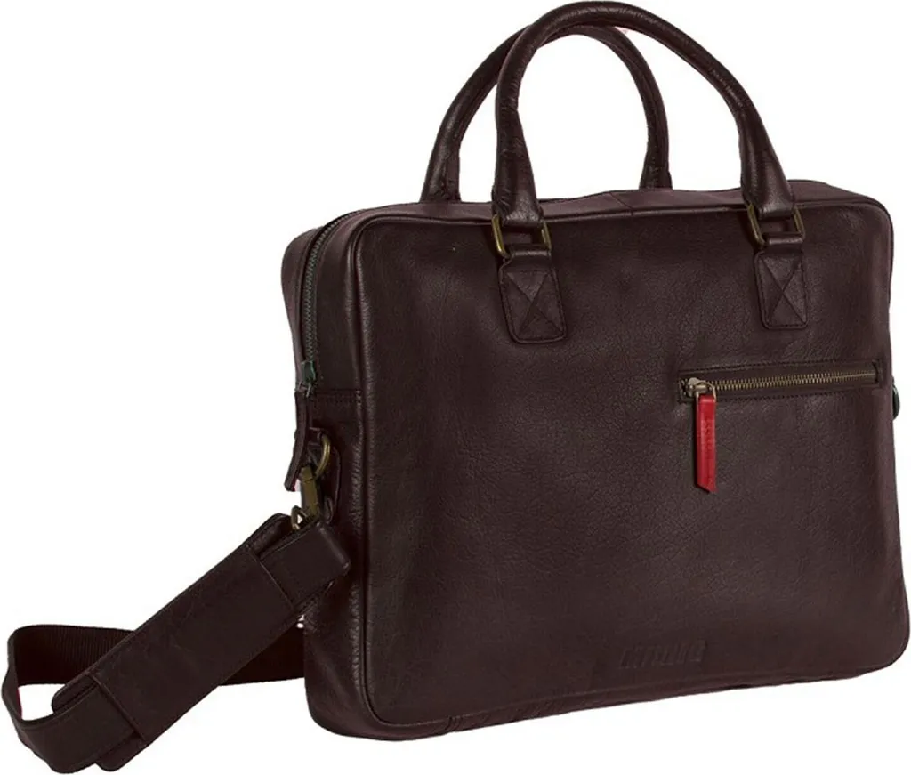 Sac Ordinateur Mustang Buxton Cuir Noir avec Compartiments de Rangement