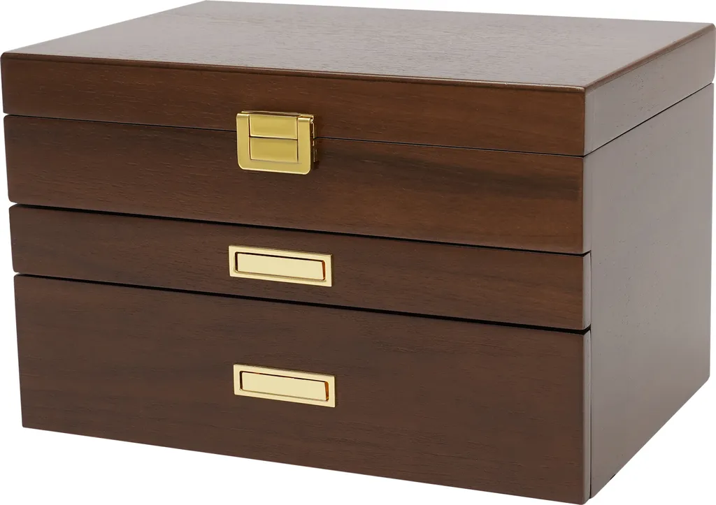 Organiseur bijoux en bois grande capacité 3 niveaux avec tiroirs amovibles