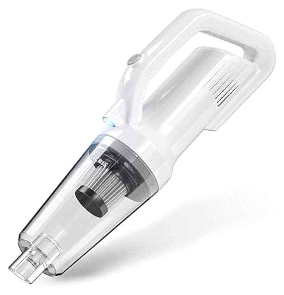Akku-Handstaubsauger mit Nass- und Trockenfunktion, ultraleicht, 9500Pa Saugleistung 3×2000mAh Akku für bis zu 30 Min Laufzeit, LED-Beleuchtung