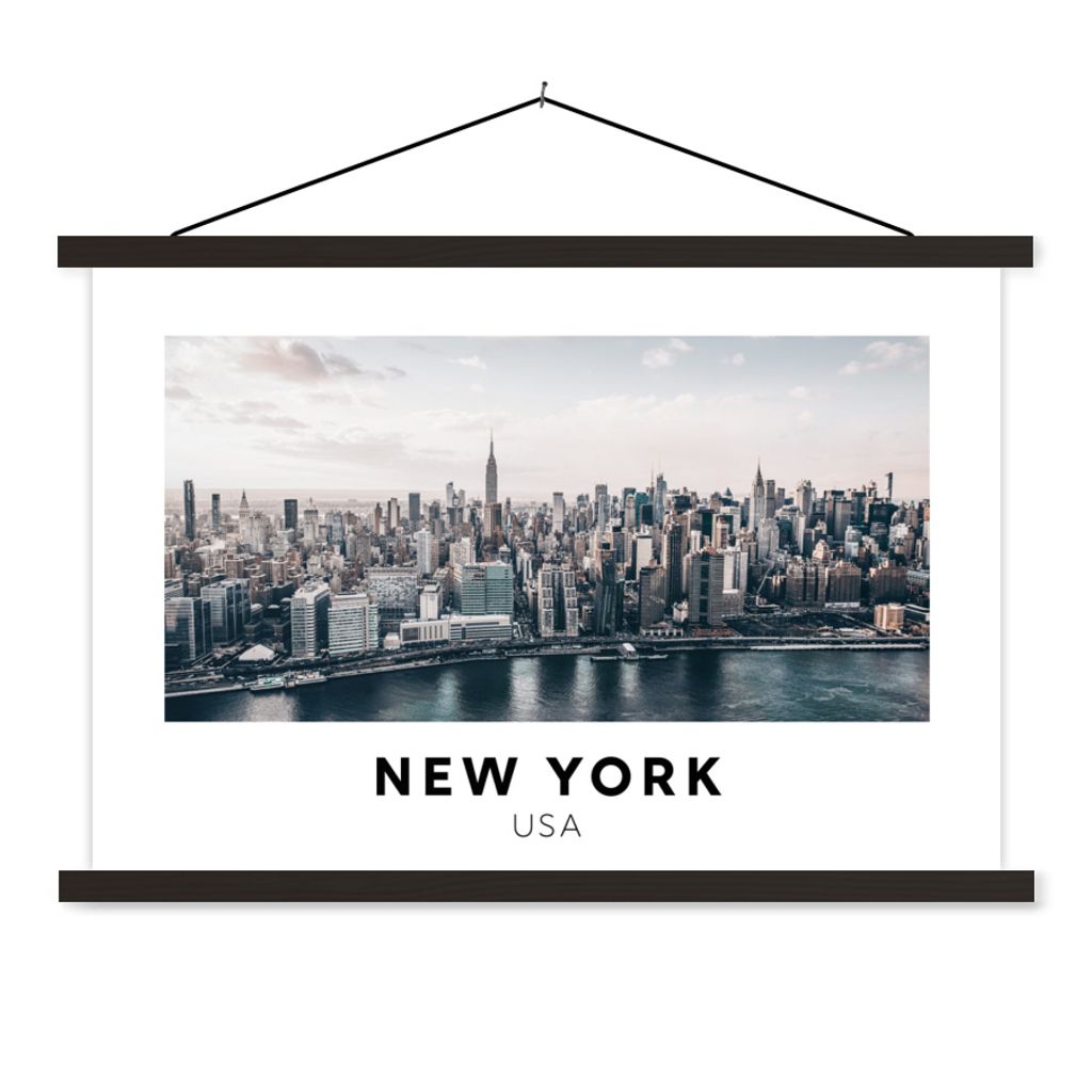 MuchoWow Textilposter Amerika - New York - Skyline 150x100 cm mit schwarzem Rahmen - Schlafzimmer