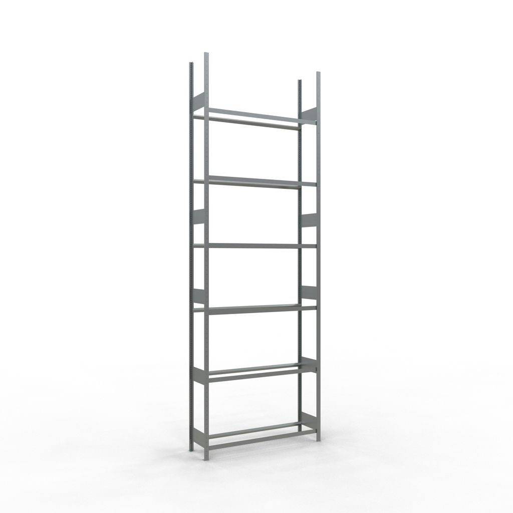 Rädergrundregal 4500x1500x400 mm - 6 Ebenen á 1500 mm, verzinkt