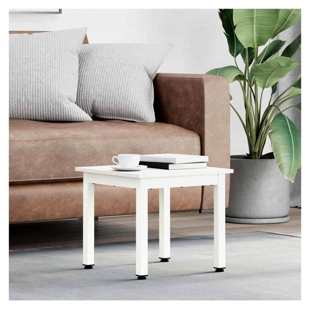 Weißer Couchtisch aus massivem Kiefernholz, 40x40x36 cm, für den Innenbereich - Modernes Design und Stabilität