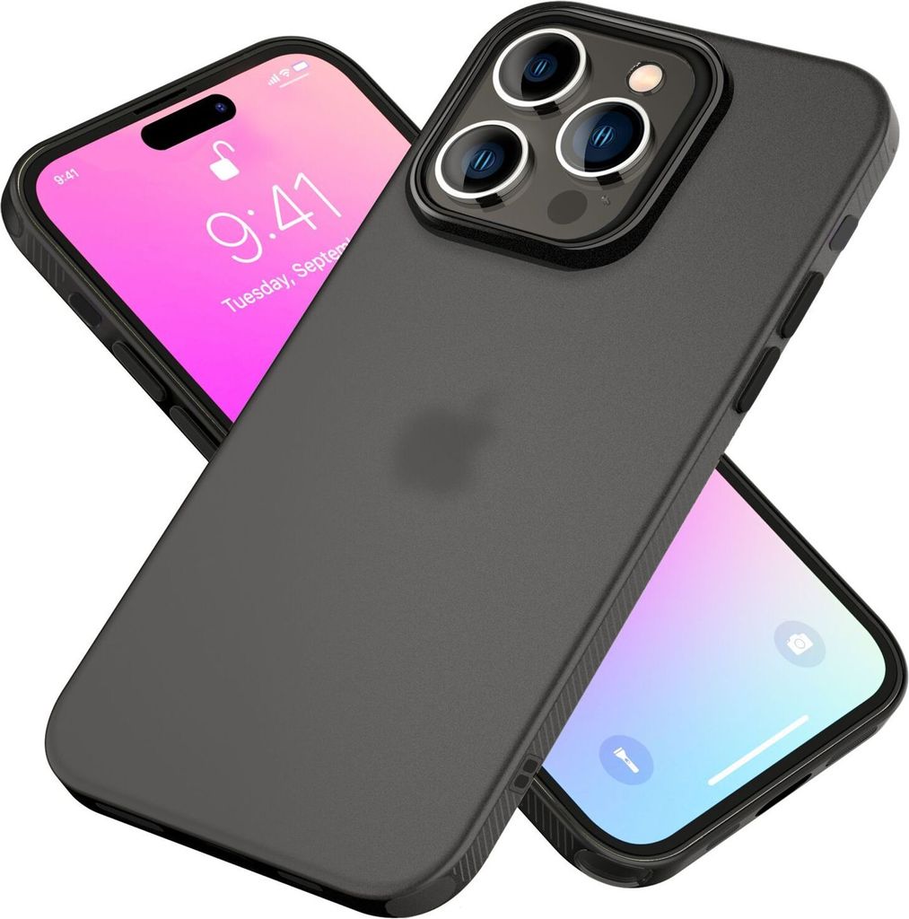 NALIA Fein Mattierte Silikonhülle für iPhone 16 Pro, Rutschfeste Handyhülle, Stoßfeste Fallschutz Hülle Grau Transparent