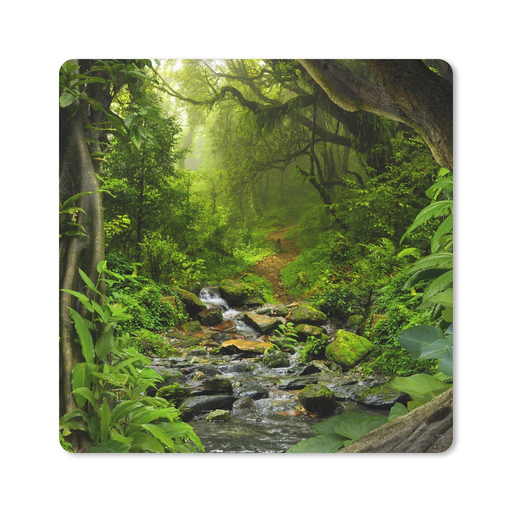 MuchoWow Mauspad Mousepad Natur - Wasser - Dschungel - Wald - Tropisch 30x30 cm - Mousepads - Maus Mat - Pad - Mausunterlage - Gaming