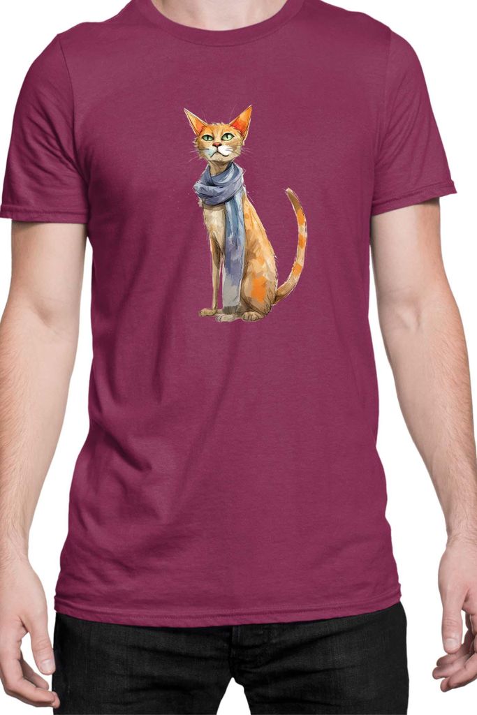 Herren T-Shirt Funny Cats Breeds Javanese Cat 023, Man 2XL / Burgundy