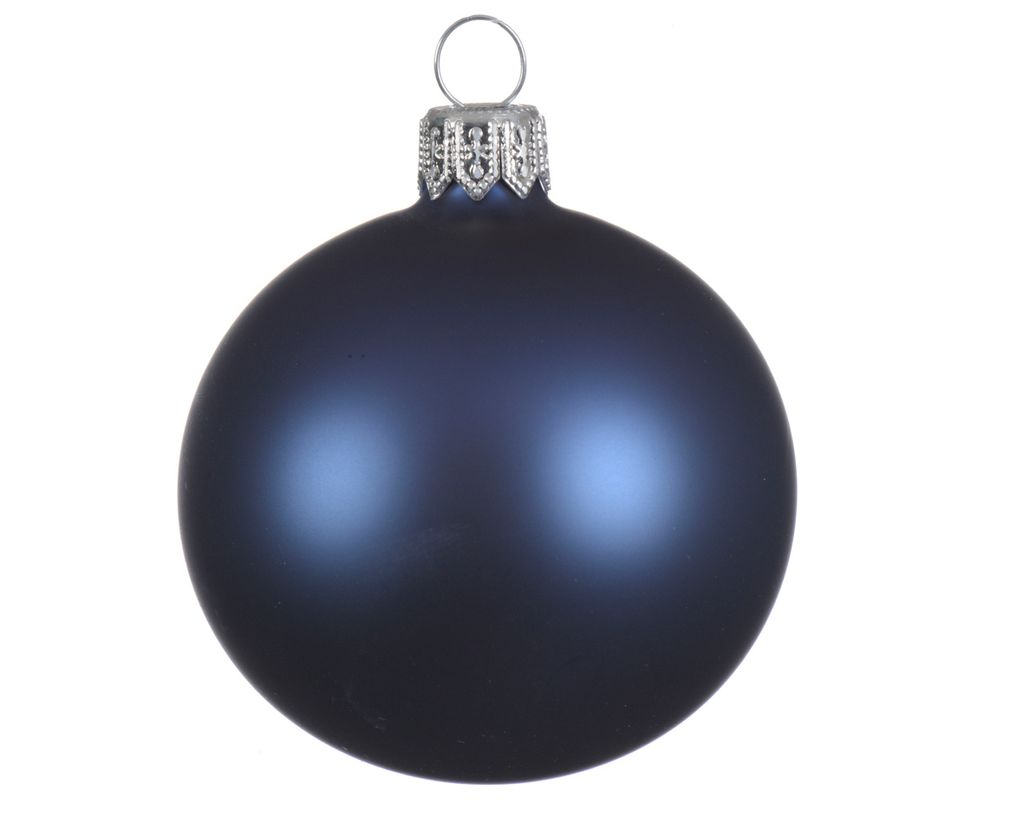 Weihnachtskugeln Glas 6cm mundgeblasen 6er Box - Nachtblau matt