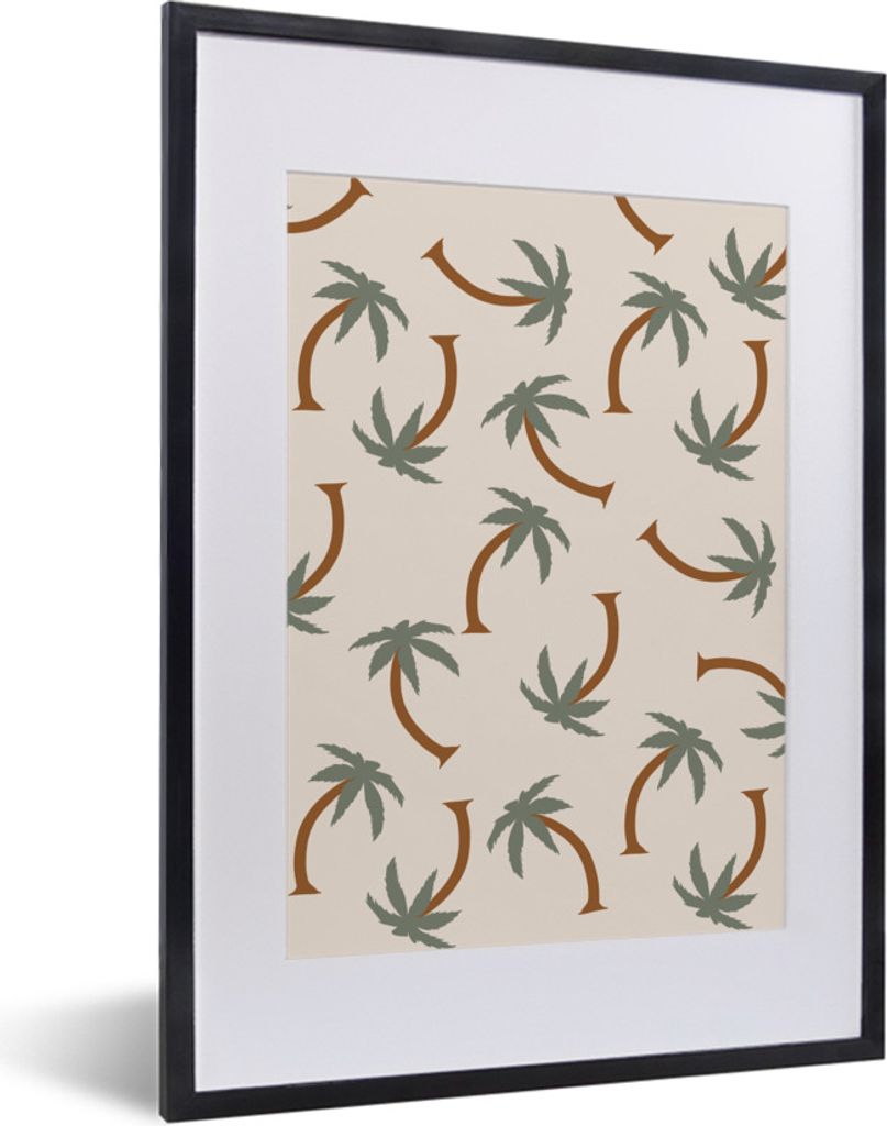 MuchoWow Gerahmtes Poster Palme - Pastell - Muster 30x40 cm - Poster mit Schwarzem Bilderrahmen Wandposter Rahmen Foto Bilder - Wandposter Schlaf...