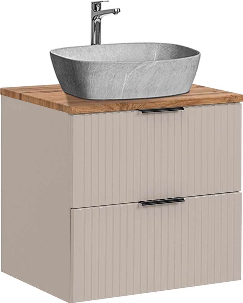 Waschtisch 60.6cm Adriel mit 2 Schubladen, Beige