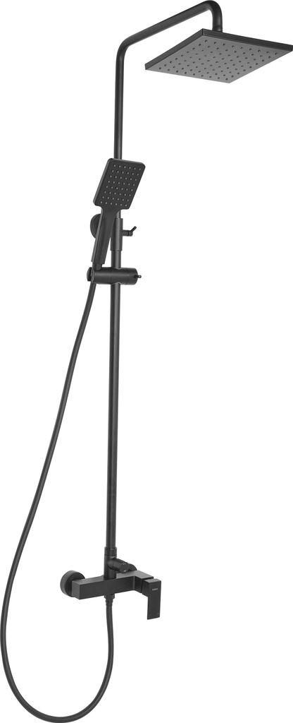 BELIANI Wand Duschset Schwarz Messing mit Armatur Regendusche Duschbrause Einhebelmischer Höhenverstellbar Modern Duschsystem Überkopfbrause Set