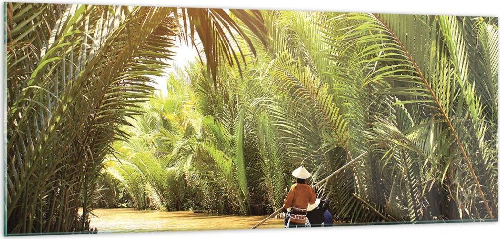 Bilder auf glas - Einteilig - Fluss Mekong £ódŸ - 100x40cm - Glasbilder - Wandbilder - Bilder - zum Aufhängen bereit - Wanddekoration aus Glas ...