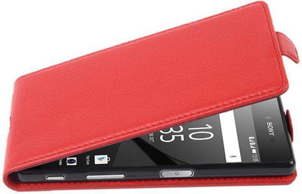 Cadorabo Schutzhülle für Sony Xperia Z5 PREMIUM Hülle in Rot Flip Etui Handyhülle Case Cover Kunstleder