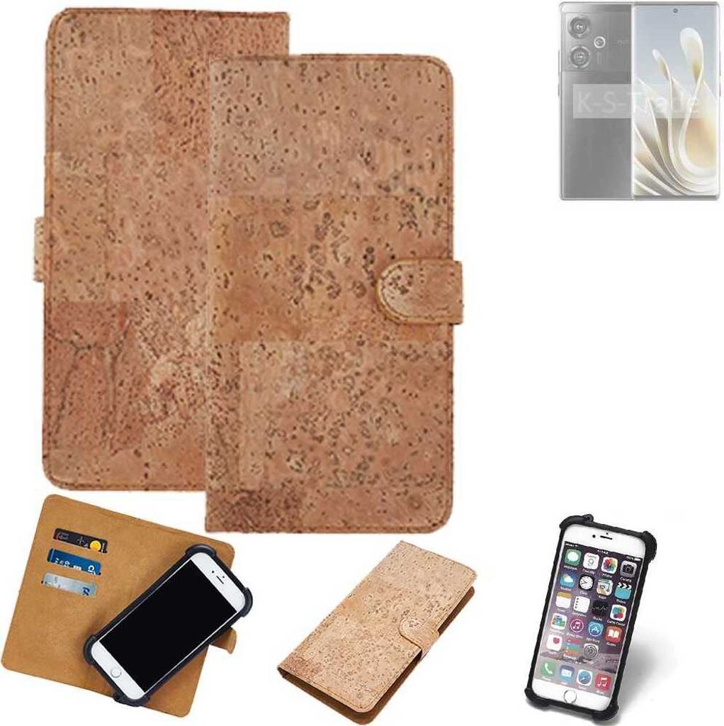 K-S-Trade Hülle kompatibel mit Nubia Z50S Kork Handyhülle Cover Schutzhülle TPU Case Bumper in Hellbraun, (1x)