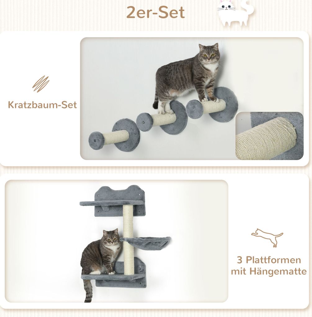 PawHut Katzen Kletterwand, 4-teilig, Katzenkletterwand, Produktbild 5