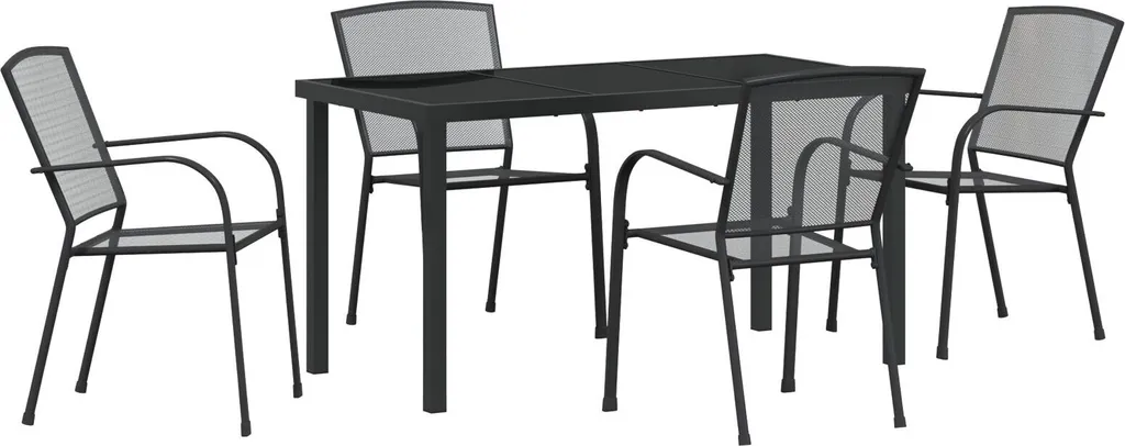 Set de jardin anthracite 5 pièces en acier design résistant et chic