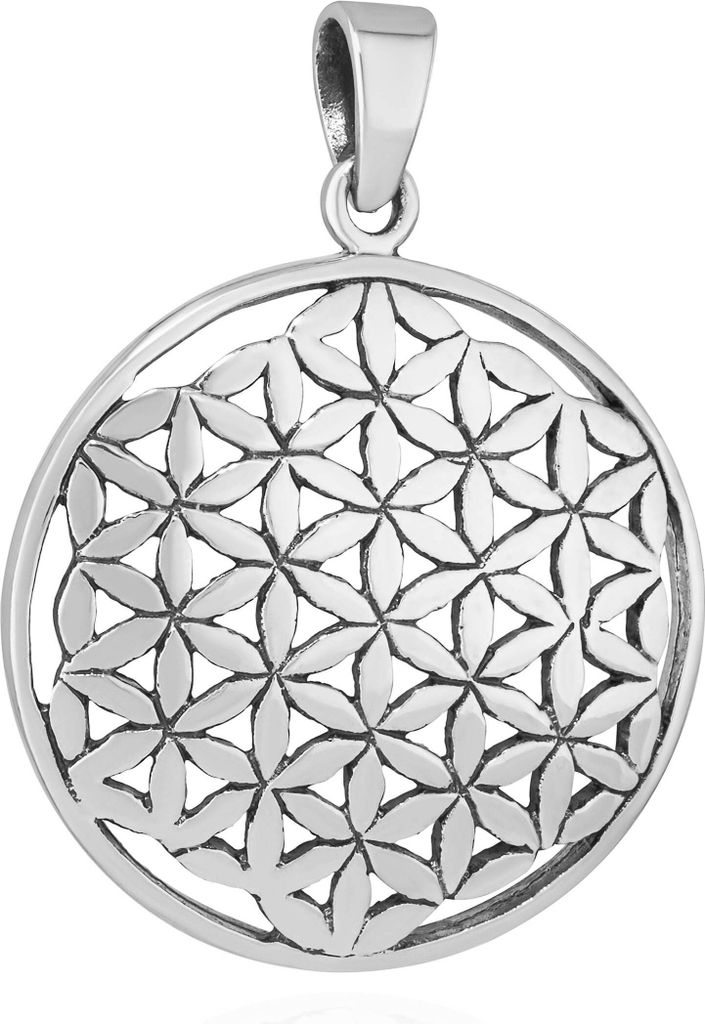 925 Sterling Silber Ketten Anhänger Blumen Des Lebens Massiv 7327