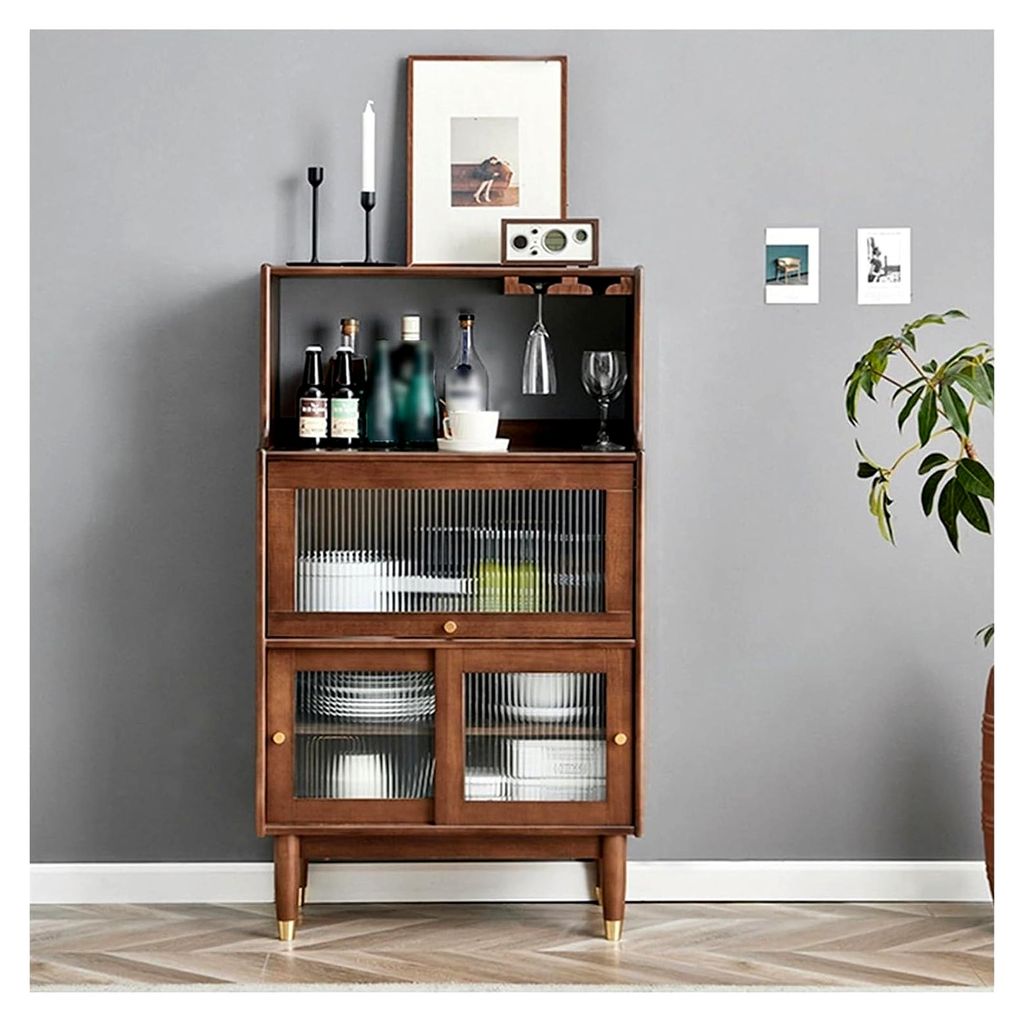 Sideboard-Barschrank, Küchenaufbewahrungsschrank mit Glastüren, Akzent-Schrank für Wohnzimmer, Esszimmer, Schlafzimmer, Buffet-Schrank (70 x 40 ...