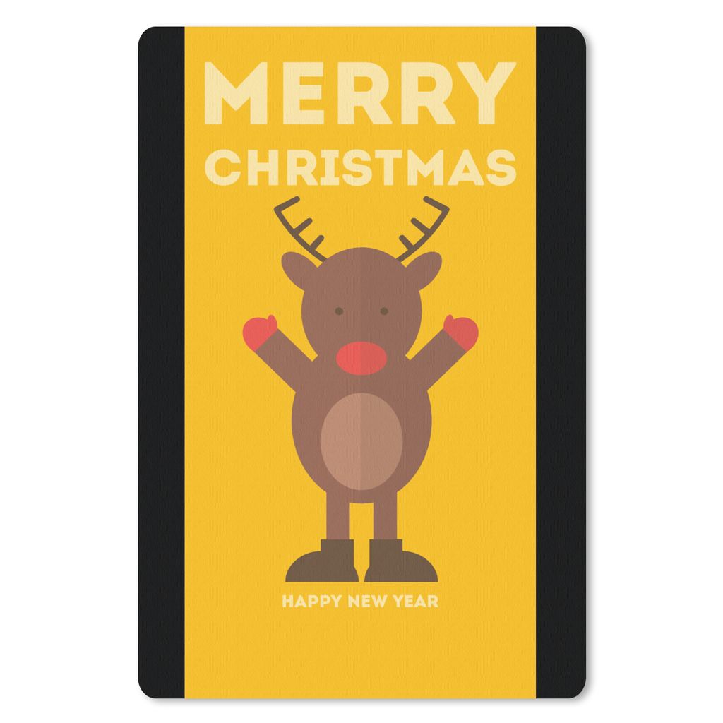 MuchoWow Mauspad Mousepad Weihnachten - Zitate - Illustration - Rentier - Frohe Weihnachten - Gelb 40x60 cm - Mousepads - Maus Mat - Pad - Mausun...